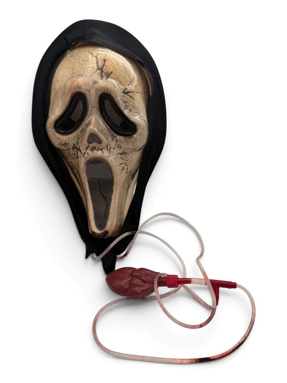 Vintage Fun World Bleeding Ghostface Scream Mask with Blood Pump Heart FX